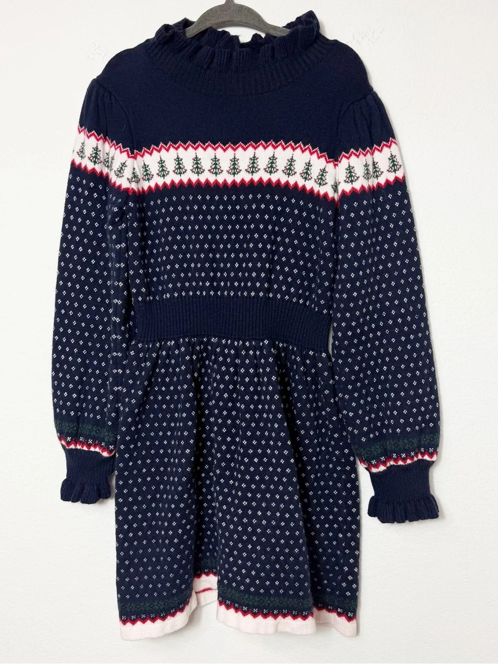 Janie and Jack Festive Fair Isle Holiday Dress Navy Girls Size 6